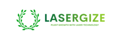 logo, minimalist style shape, text "LAHOW Azerbaijani Laser!". The logo is in green and white colors. A laurel wreath on the left side of it, text below saying "usable plant growth with laser technology", isolated on solid background , word"lasergize". It implies that using laser to promote plant growth is energy-saving, environmentally friendly and efficient.leaves or water to emphasize their environmental mission, vector art illustration, minimalism